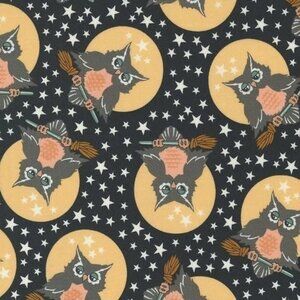 Brand New Bolt of Fabric Owl-o-Ween - Owls by Urban Chiks, Black, 15yds.